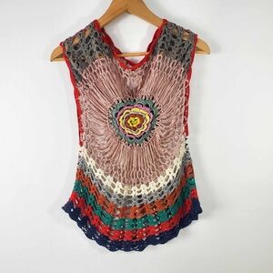 Kaktus Festival rainbow mandala crochet party vest Flower